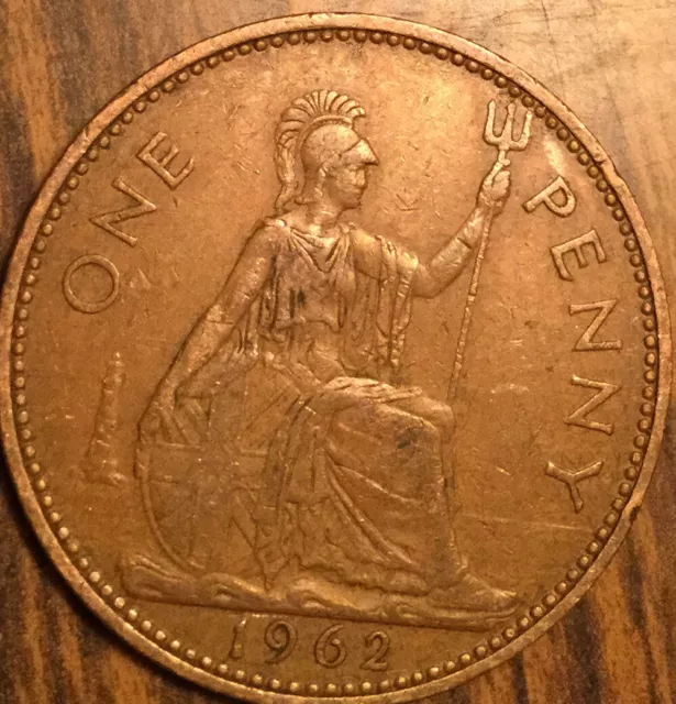 1962 Uk Gb Great Britain One Penny