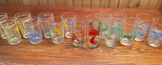 Welches Flintstones and Archie Jelly Glasses- Seagram's 7 Glasses