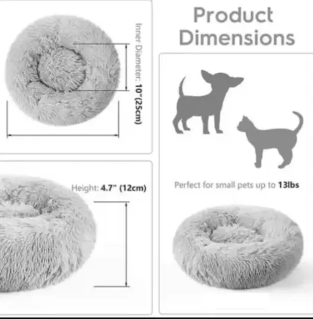 Round Fluffy Donut Black Pet Bed Is Perfect for Dog's & Puppies 2