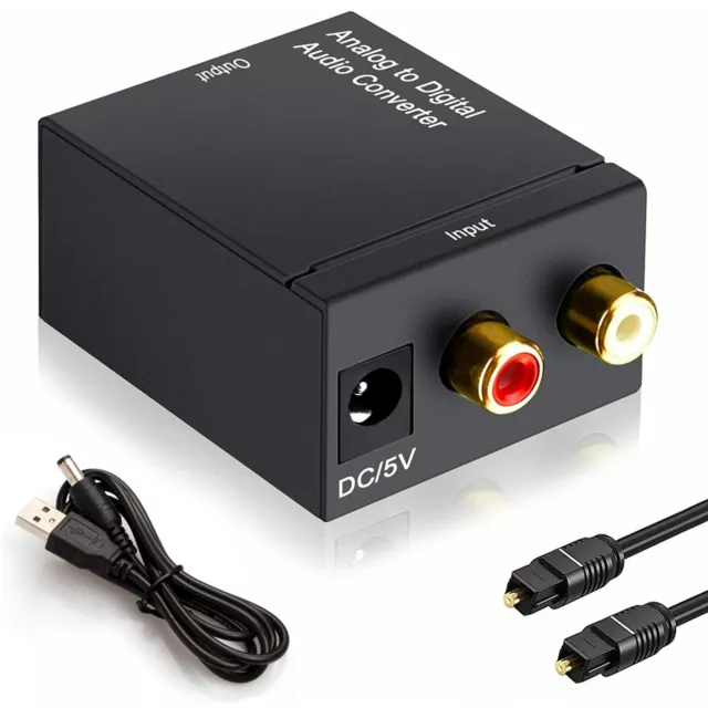 Digital Analog Audio Konverter Optischer Koaxial Toslink Adapter RCA Klinke L/R