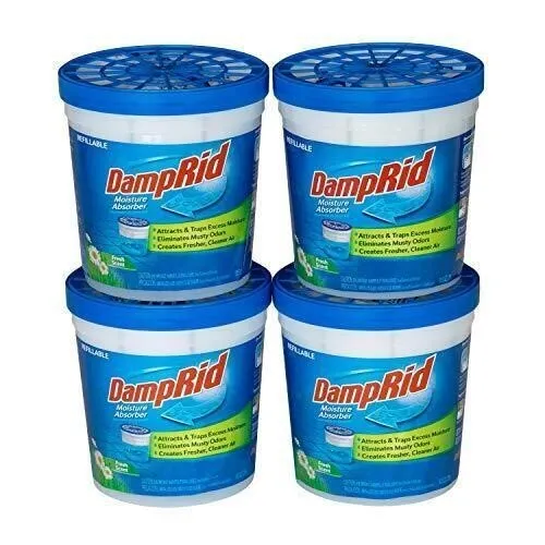 DampRid Refillable Moisture Absorber, 10.5 oz. Cups, 4 Pack, Fresh Scent,