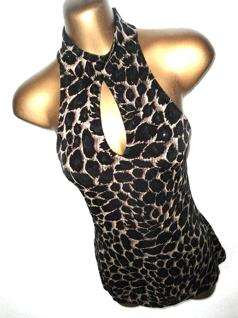 Joseph Ribkoff  Animal print halter neck top 10 shimmering stretchy (7025