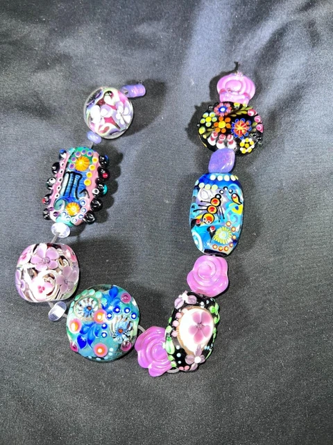 M721) New Lot Handmade Unnamed Lampwork Multi Colored Art Glass Focal Beads
