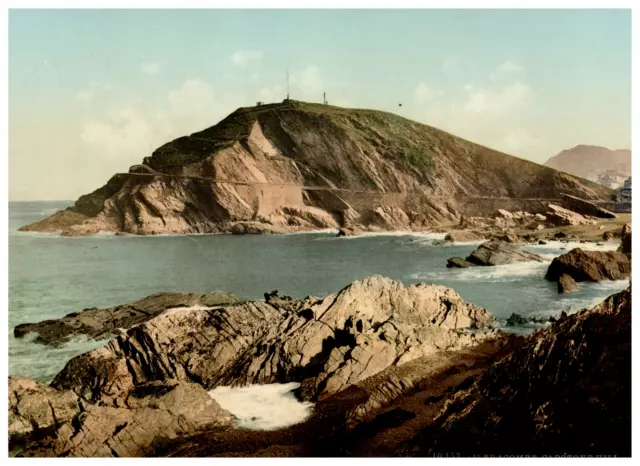 England. Ilfracombe. Capstone Hill from Ilfracombe Hotel. Vintage Photochrome