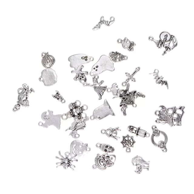 60 Pcs/2 Silver Pendant Necklace Jewely Making for Halloween