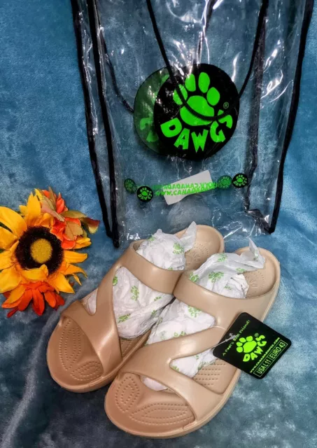 New Dawgs Classic Z Strap Sandals Women's Size 11 Tan Comfort Arch Support Silde