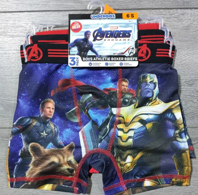 Marvel Underwear Boys Small Size 6 Avengers Endgame Boxer Briefs Super Hero Gift