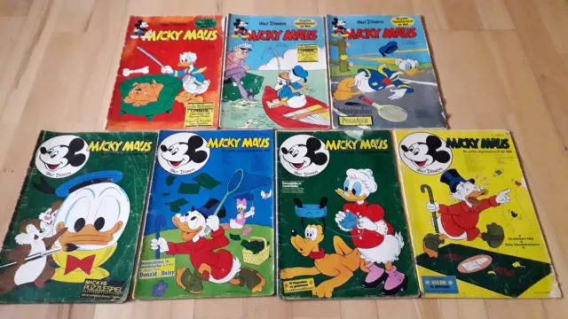 Micky Maus - Konvolut 7 Comichefte von 1965-70 mit Sammelbilder + Gutscheinecke