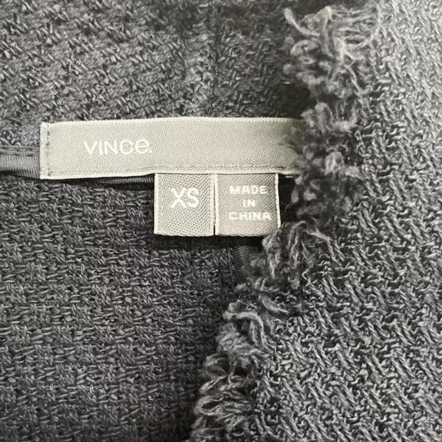 Vince Black Moto Jacket Waffle Knit Side Zip Jacket XS Fringe Trim Pockets 3