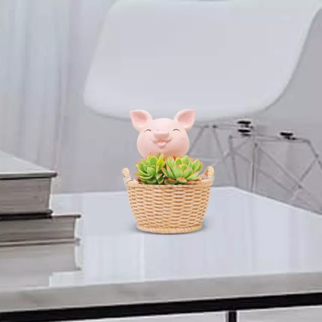 Small Flower Pot Pig Figurine Storage Basket Creative Plant Planter for Outdoor