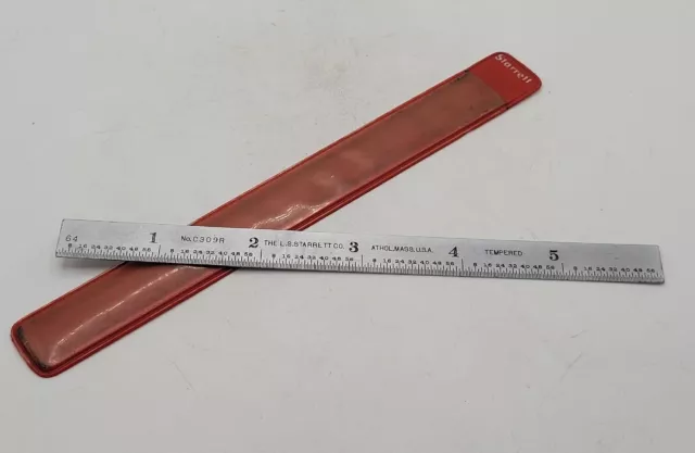 Starrett C309R, Satin Chrome 6" Flexible Ruler, Red Sheath Starrett C309R, Satin Chrome 6" Flexible Ruler, Red Sheath