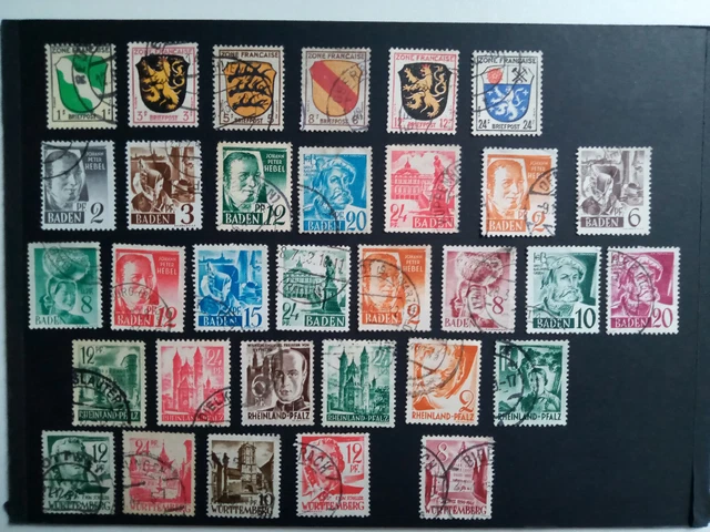 Franz.Zone,Baden,Rheinland Pfalz,Württemberg gestempelt,über 30 verschiedene Franz.Zone,Baden,Rheinland Pfalz,Württemberg gestempelt,über 30 verschiedene