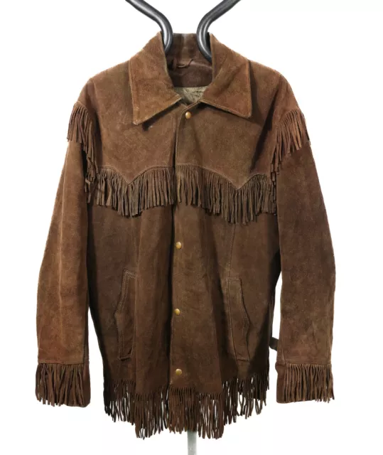 1950s Buckboard Dark Brown Suede Fringe Tassel Jacket - L