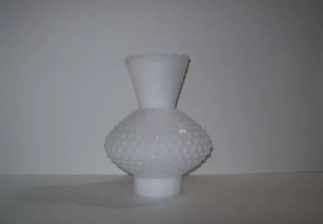 Vintage Milk Glass Hobnail Hurricane Kerosene Chimney Oil Lamp Shade 3" Fitter