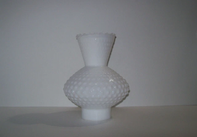 Vintage Milk Glass Hobnail Hurricane Kerosene Chimney Oil Lamp Shade 3" Fitter