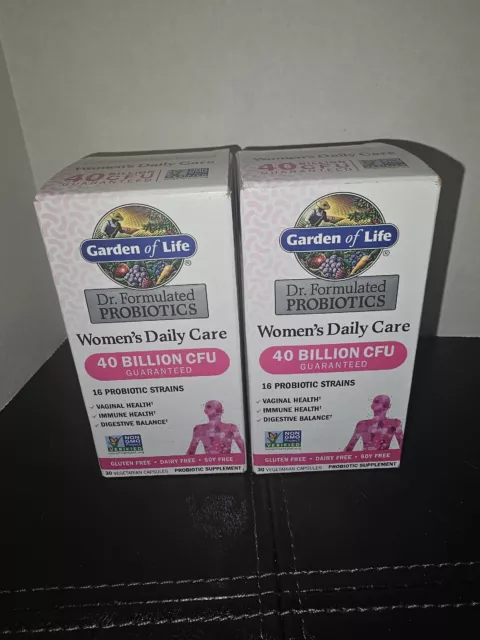 Lot Of 2 Garden Of Life Women's Daily Care Probiotics - 40 Billion CFU 30 Caps Lot Of 2 Garden Of Life Women's Daily Care Probiotics - 40 Billion CFU 30 Caps