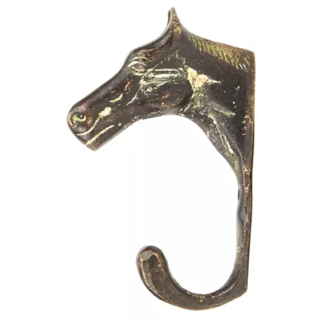Set of 3 Handmade Brass Horse Head Cloth Key Wall Hook Coat Hanger Holder