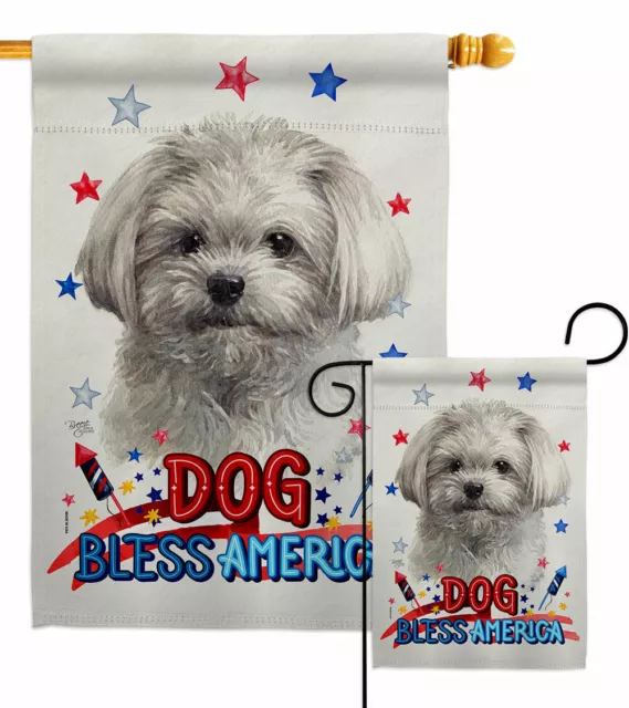 Patriotic Cute Maltese Garden Flag Animals Dog Decorative Gift Yard House Banner