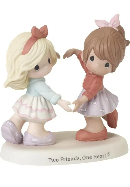 ☘ NEW PRECIOUS MOMENTS Porcelain Figurine TWO FRIENDS ONE HEART Sisters ...