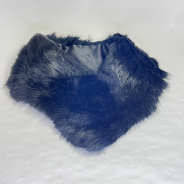 VTG Black Mink Fur Neck Wrap Collar With Clip  24x4.5”