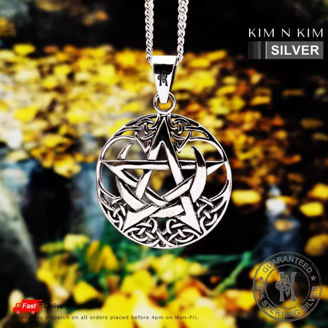 Sterling Silver Moon Raven Pentacle Pendant - Moonlight Mysteries Wholesale