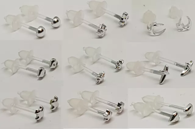 Ohrpiercing Nieten Nasenstecker Ohrringe PTFE Acryl allergiefrei Kinder 1 Paar 2