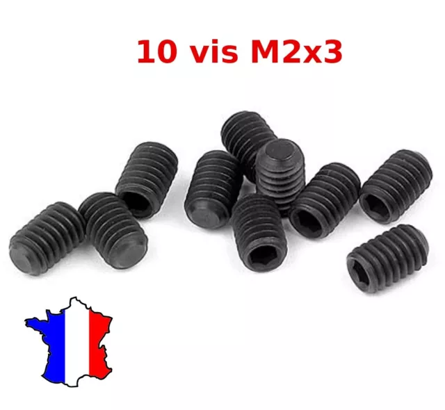 Vis sans tête M2 x 3 STHC acier bout plat vis M2*3 six pans creux BTR