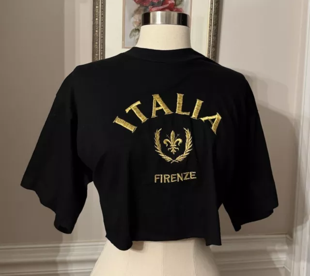 Vintage 90s Crop Top Baby Tee Blouse Small Italy Italia T Shirt