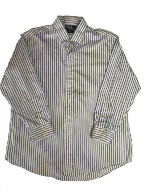 POLO RALPH LAUREN Regent Custom Fit Striped Dress Shirt Mens Size 17.5 ...