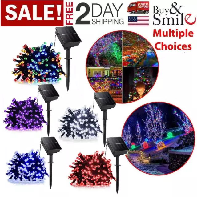 100 LED Solar Power String Lights Christmas Fairy String Garden Outdoor indoor U