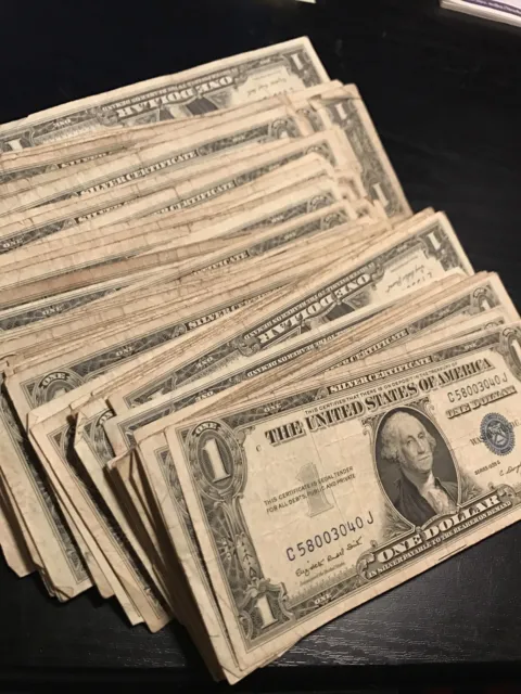 ✯LOT of 10 1935-1957 $1 SILVER CERTIFICATES RARE BLUE SEAL ONE DOLLAR BILL NOTES 8