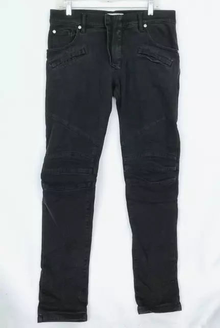 Pierre Balmain Jeans Denim Size 33 Mens Biker Moto Black