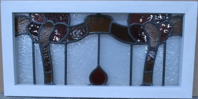 OLD ENGLISH LEADED STAINED GLASS WINDOW TRANSOM Pretty Abstract 24.75" x 12.5"