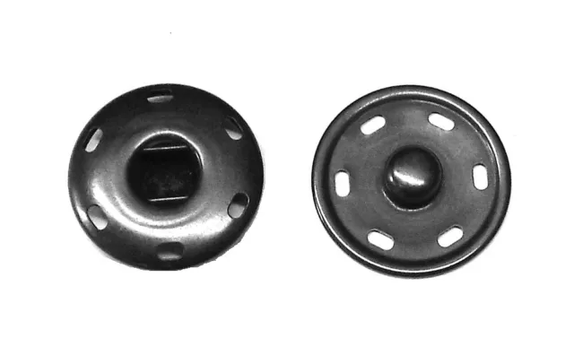 5 Annäh Druckknöpfe 30 mm schwarz brüniert zum annähen Metall Druckknopf