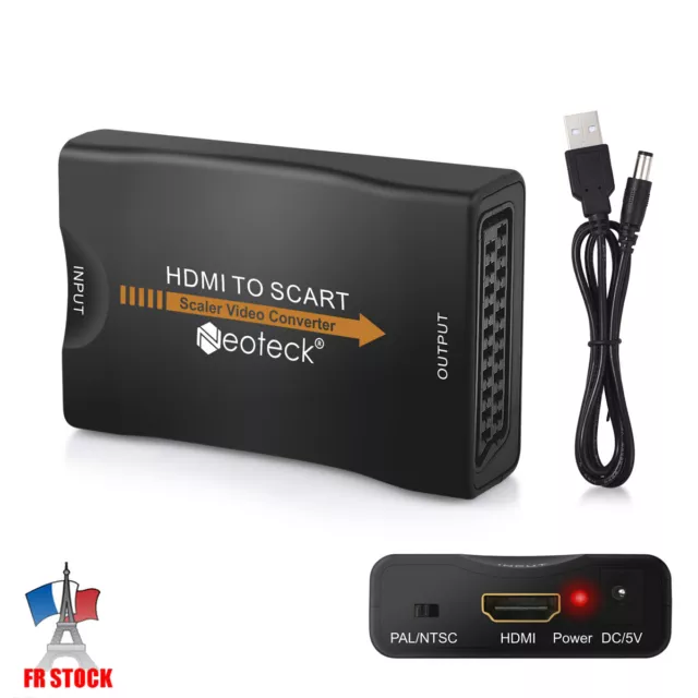1080P HD Scart Peritel vers HDMI Convertisseur TV Vidéo Audio