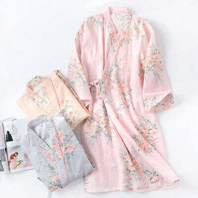 women's Kimono Japanese Yukata Pajamas Cotton Soft Bathrobe Robe Gown Nightwear