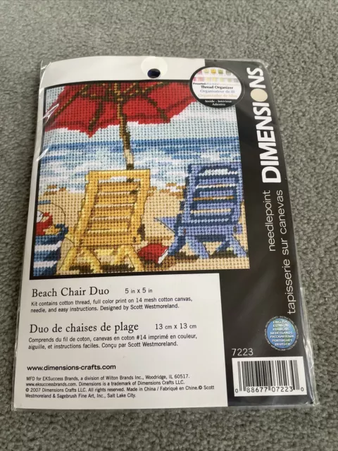Dimensions Needlepoint Tapestry Kit - Beach Chair Duo. 5 X 5 Inches