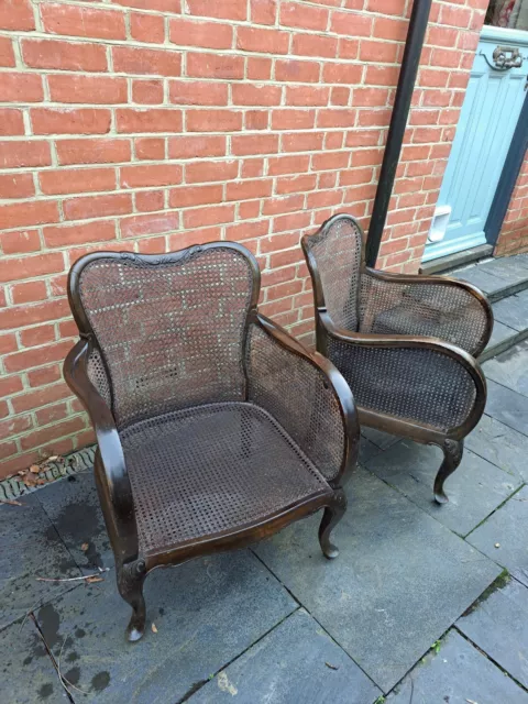 Bergere 1900's Arm Chairs Pair