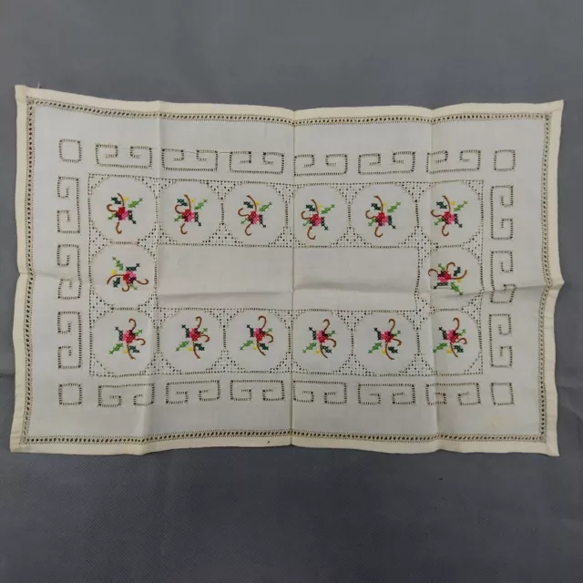 Beautiful Vintage Hand-Embroidered Table Runner 39cm/26cm(15"x10") #2206