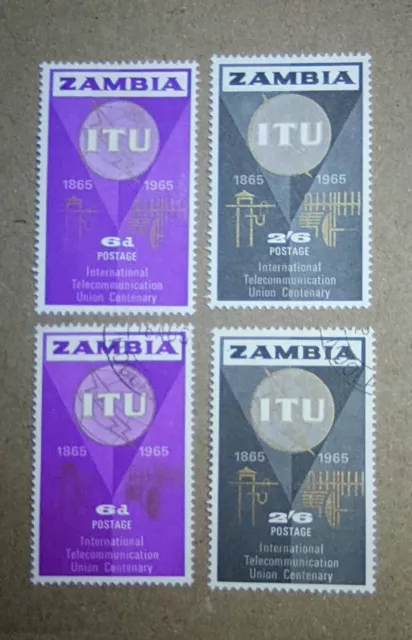 ZAMBIA 1965 I.T.U. CENTENARY SG108/109  2 Sets MLH & Used