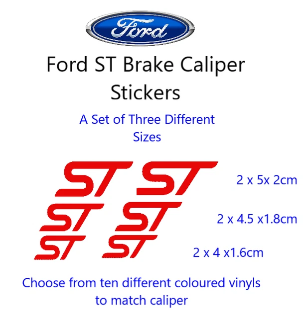 6 Adesivi Per Pinze Freno Ford Performance – Decalcomanie In Vinile Oracal – Personalizzate