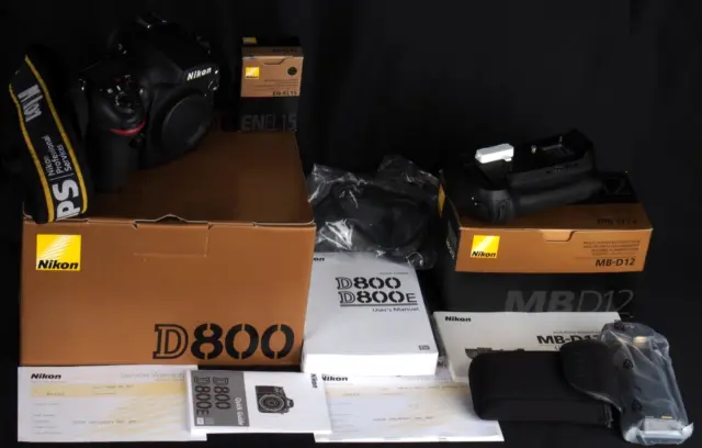 Nikon D800 DSLR Camera Body c/w Nikon MB-D12 Battery Grip - All Near Mint Box