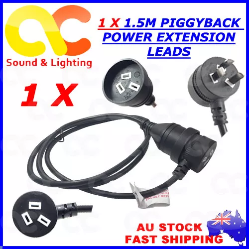 Black Piggyback Plug Main Power Lead/Extension Cord 240V 3Pin 10amp 0.25-30M SAA