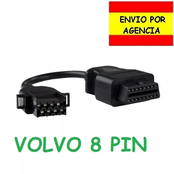 Adaptador Camión Volvo 8 Pin a OBD 16 Pin Cable Diagnóstico Conector OBD2