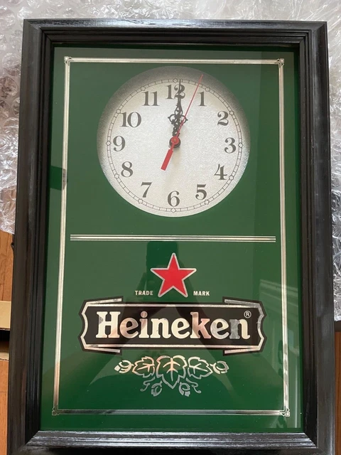 Heineken Beer Clock Wall Mirror Glass Decor Brand New in Box