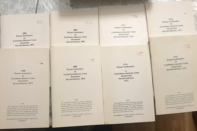 Vintage CALIFORNIA MASONIC CODE 2nd Edition 1970’s-80’s Supplemental