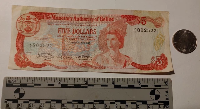 Belize 1980,June 5 Dollars, circulated SOLD AS-IS