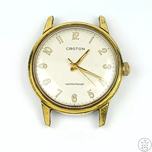 Vintage Croton 17 Jewel Swiss Gold Plated Watch A3RN Waterproof 32 mm 2