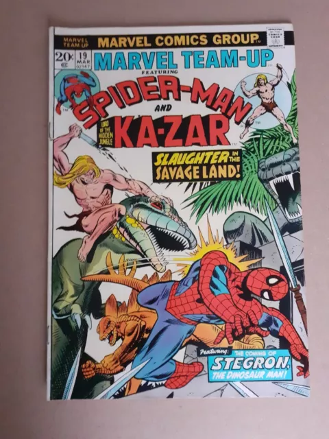 Marvel Team Up No 19 Spiderman Kazar 1st App Stegron MVS Intact ND  1974 Fine