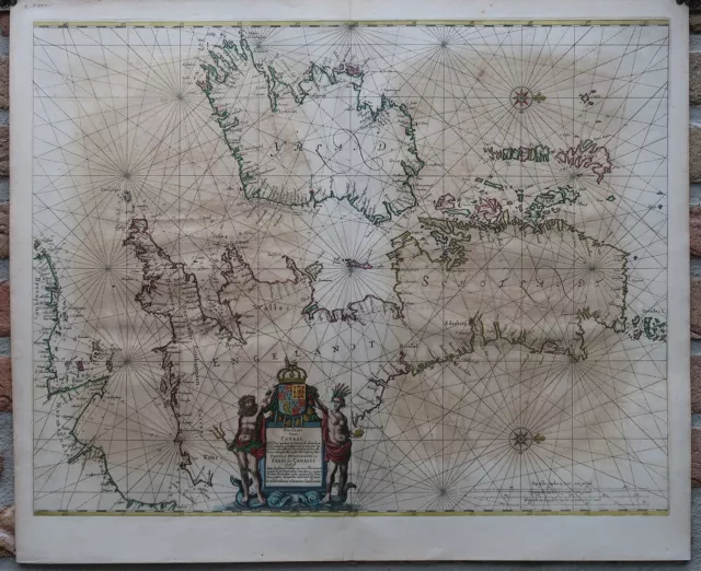 Rare Antique Map-CHANNEL-LA MANCHE-ENGLAND-FRANCE-SEA CHART-Janssonius-1650